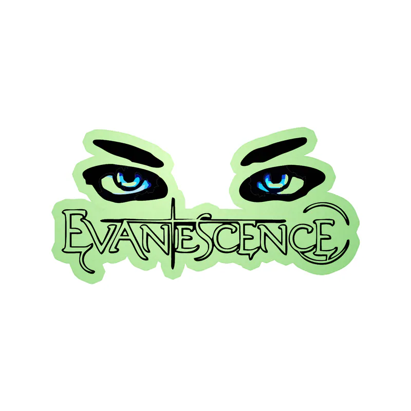 Evanescence - Name with Eyes - Glow in the Dark Vinyl Sticker - Custom Size