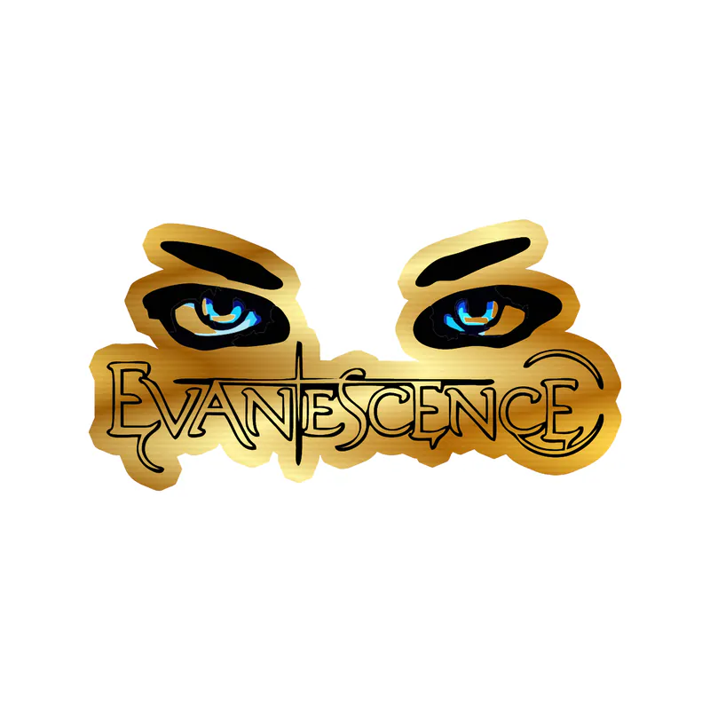 Evanescence - Name with Eyes - Gold Chrome Vinyl Sticker - Custom Size