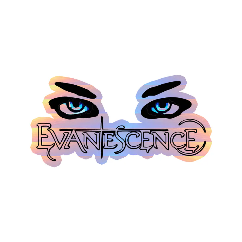Evanescence - Name with Eyes - Holographic Vinyl Sticker - Custom Size