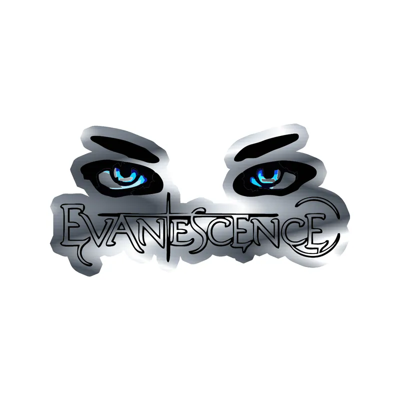Evanescence - Name with Eyes - Silver Chrome Vinyl Sticker - Custom Size