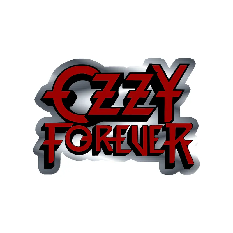 Ozzy Osbourne - Ozzy Forever White & Black - Silver Chrome Vinyl Sticker - Custom Size