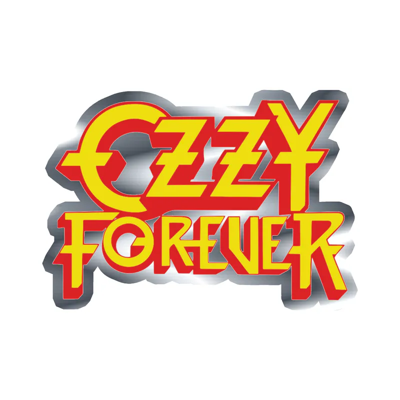Ozzy Osbourne - Ozzy Forever Yellow & Red - Silver Chrome Vinyl Sticker - Custom Size