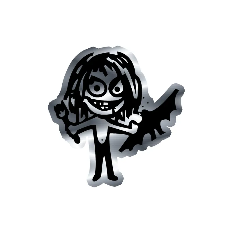 Ozzy Osbourne - Ozzy Eating Bat - Silver Chrome Vinyl Sticker - Custom Size