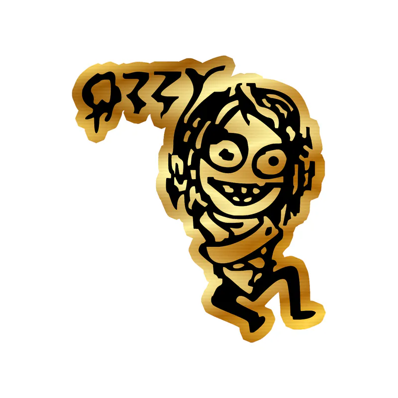 Ozzy Osbourne - Ozzy in Straight Jacket - Gold Chrome Vinyl Sticker - Custom Size