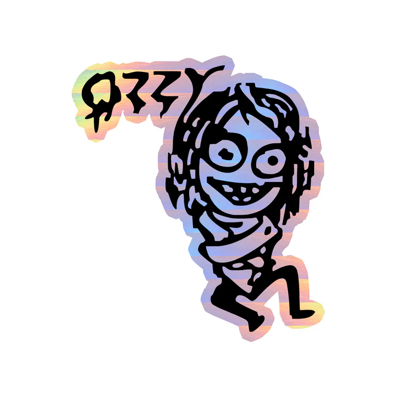Ozzy Osbourne - Ozzy in Straight Jacket - Holographic Vinyl Sticker - Custom Size