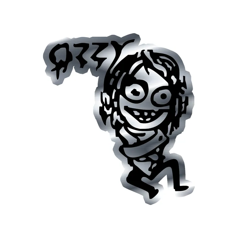 Ozzy Osbourne - Ozzy in Straight Jacket - Silver Chrome Vinyl Sticker - Custom Size