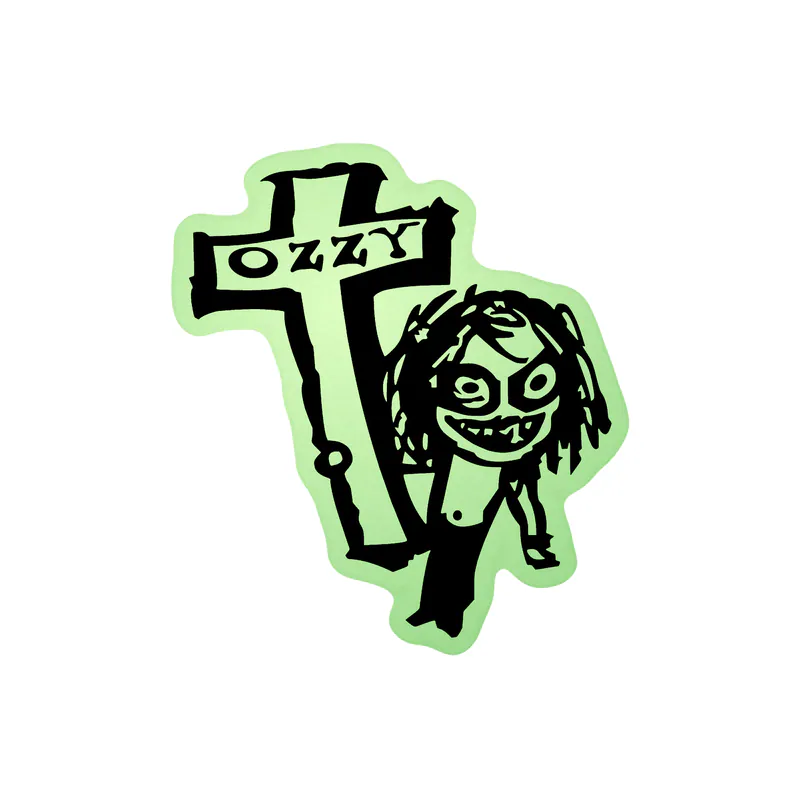 Ozzy Osbourne - Ozzy Holding Cross - Glow in the Dark Vinyl Sticker - Custom Size