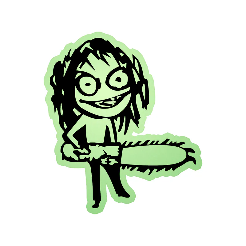 Ozzy Osbourne - Ozzy with Chainsaw - Glow in the Dark Vinyl Sticker - Custom Size