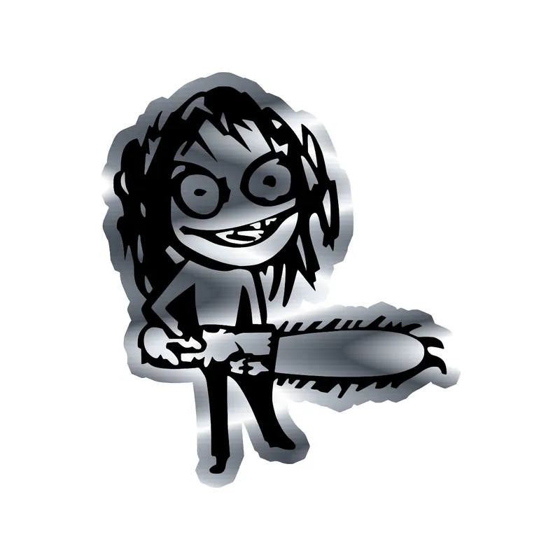 Ozzy Osbourne - Ozzy with Chainsaw - Silver Chrome Vinyl Sticker - Custom Size