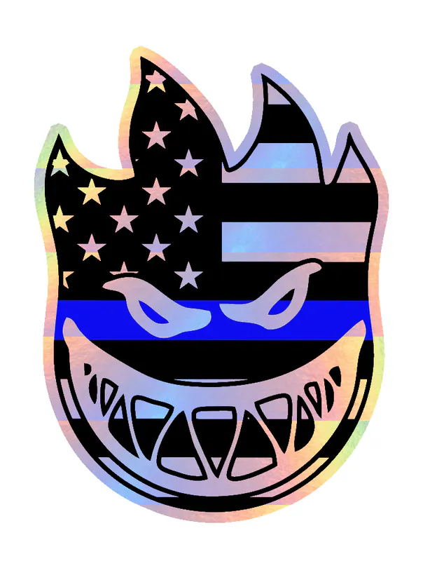 Spitfire - Blue Line - Holographic Vinyl Sticker - Custom Size