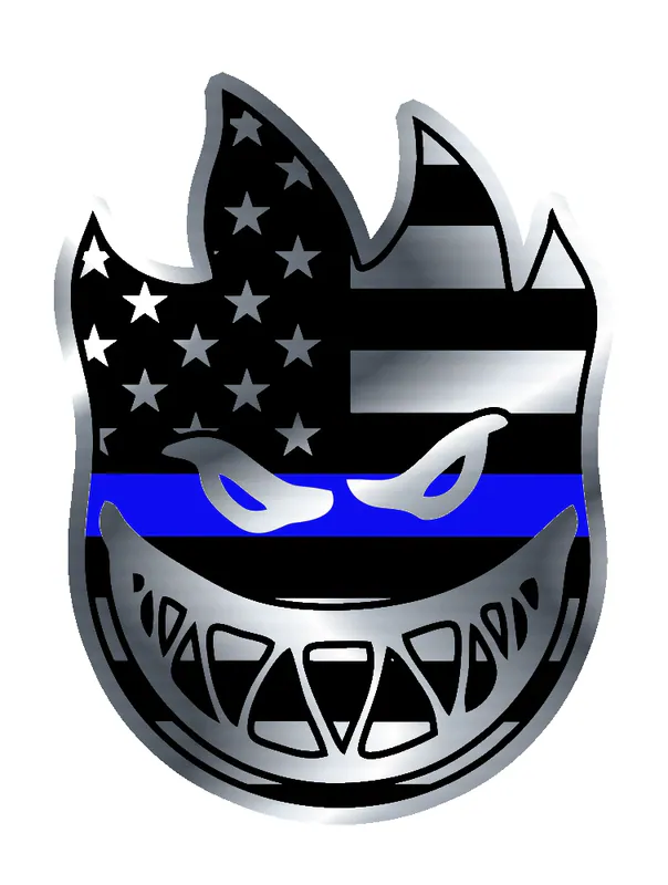 Spitfire - Blue Line - Silver Chrome Vinyl Sticker - Custom Size