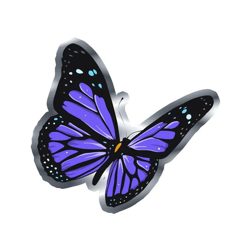 Butterfly - Silver Chrome Vinyl Decal