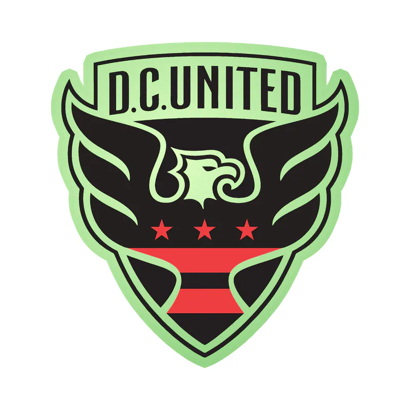 DC United - Eagle With Name With Red Stars - Glow in the Dark Vinyl Sticker - Custom Size