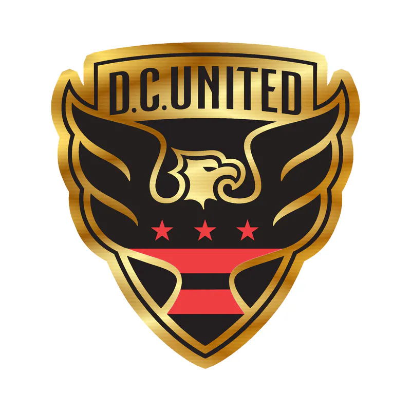 DC United - Eagle With Name With Red Stars - Gold Chrome Vinyl Sticker - Custom Size