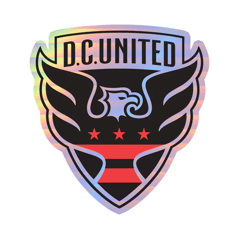 DC United - Eagle With Name With Red Stars - Holographic Vinyl Sticker - Custom Size