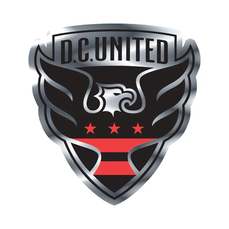 DC United - Eagle With Name With Red Stars - Silver Chrome Vinyl Sticker - Custom Size