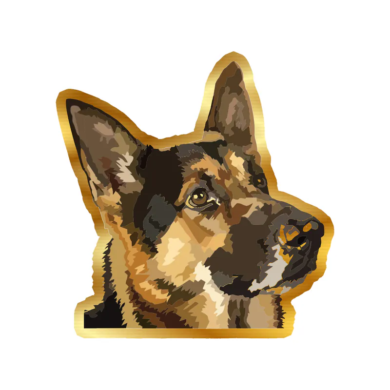 German Shepherd - Gold Chrome Vinyl Sticker - Custom Size