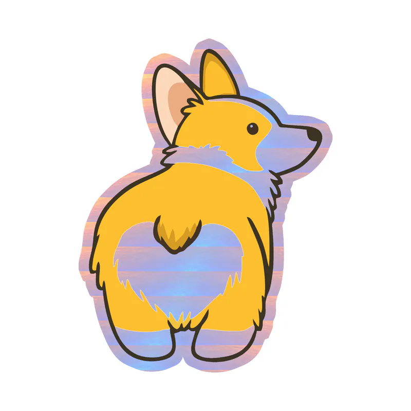 Corgi - Holographic Vinyl Sticker - Custom Size