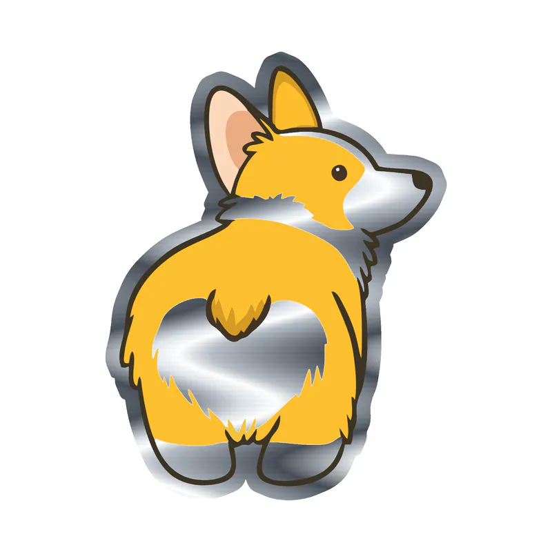 Corgi - Silver Chrome Vinyl Sticker - Custom Size