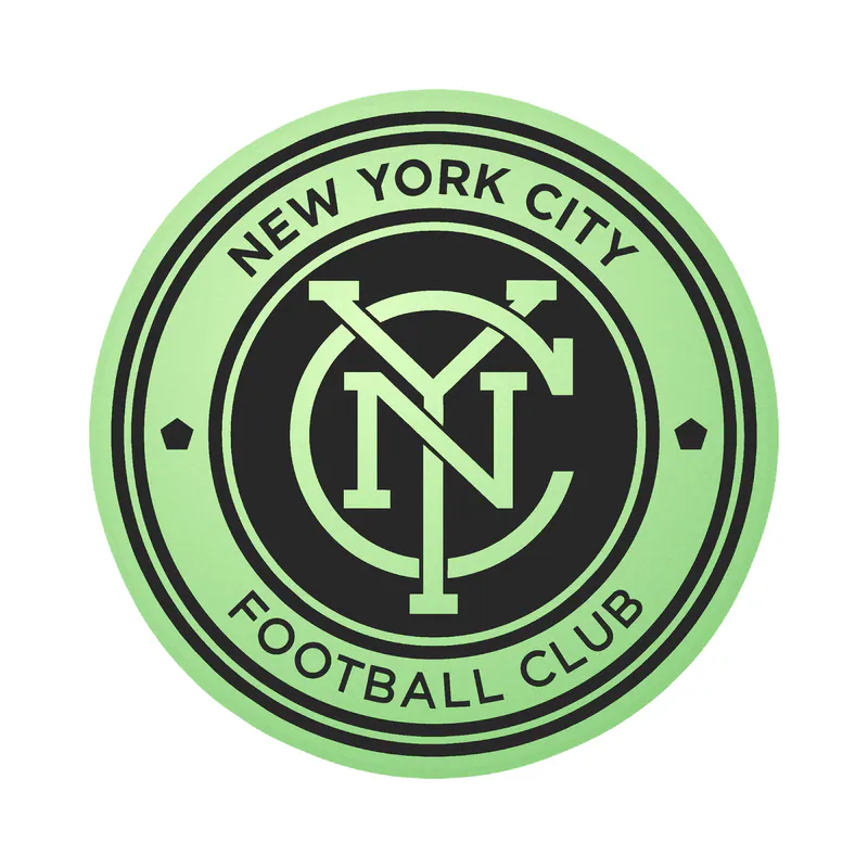 New York City FC - Black And White Circle With Name - Glow in the Dark Vinyl Sticker - Custom Size