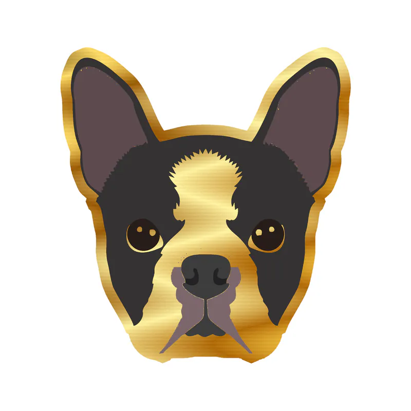 Boston Terrier - Gold Chrome Vinyl Sticker - Custom Size