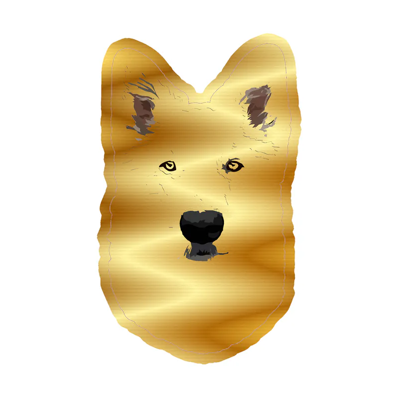 White German Shepherd - Gold Chrome Vinyl Sticker - Custom Size