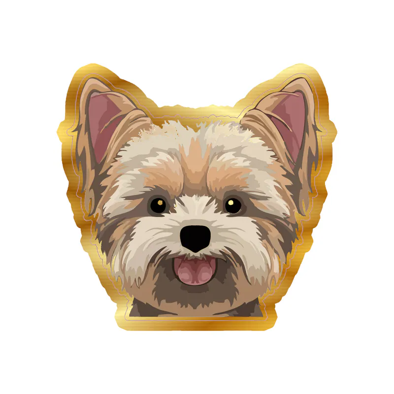 Yorkie - Gold Chrome Vinyl Sticker - Custom Size