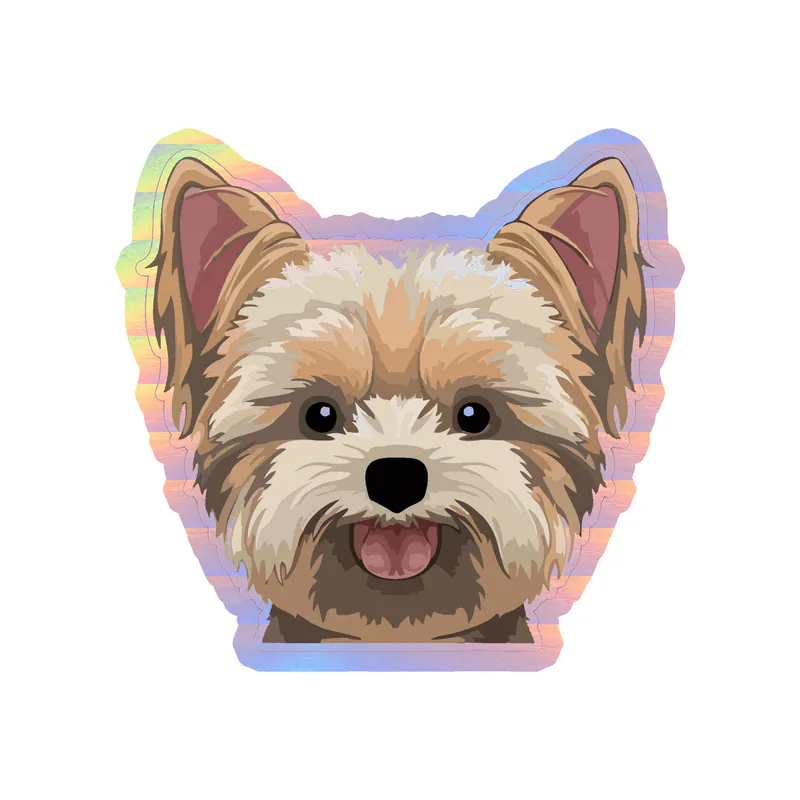 Yorkie - Holographic Vinyl Sticker - Custom Size