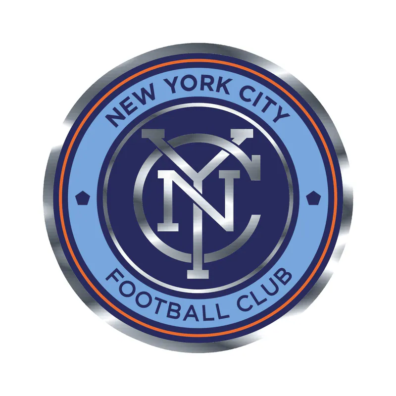 New York City FC - Blue Circle With Name - Silver Chrome Vinyl Sticker - Custom Size