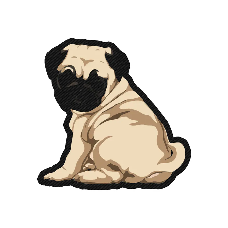 Tan Pug - Carbon Fiber Vinyl Sticker - Custom Size
