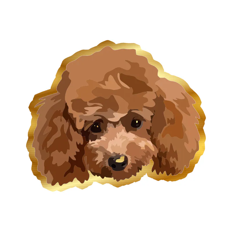 Poodle - Gold Chrome Vinyl Sticker - Custom Size