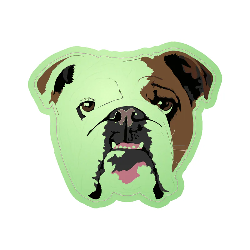 English Bulldog - Glow in the Dark Vinyl Sticker - Custom Size