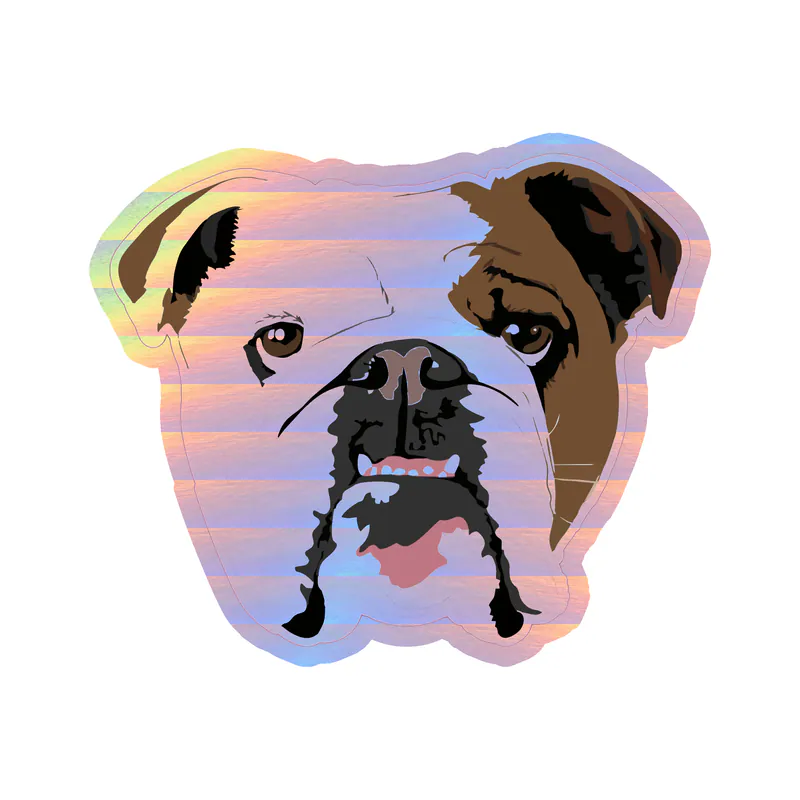 English Bulldog - Holographic Vinyl Sticker - Custom Size