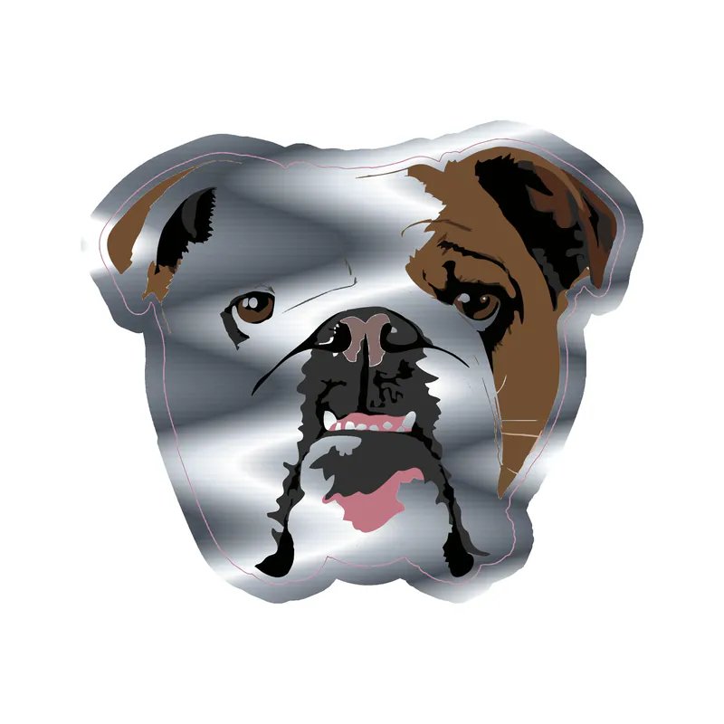 English Bulldog - Silver Chrome Vinyl Sticker - Custom Size
