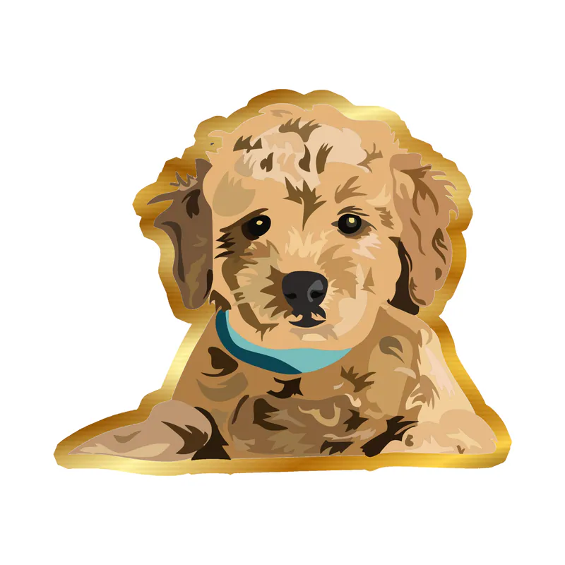 Goldendoodle - Gold Chrome Vinyl Sticker - Custom Size