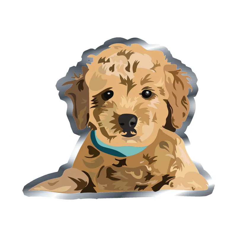 Goldendoodle - Silver Chrome Vinyl Sticker - Custom Size