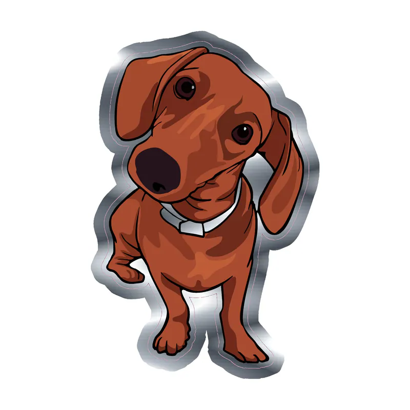 Dachshund - Silver Chrome Vinyl Sticker - Custom Size