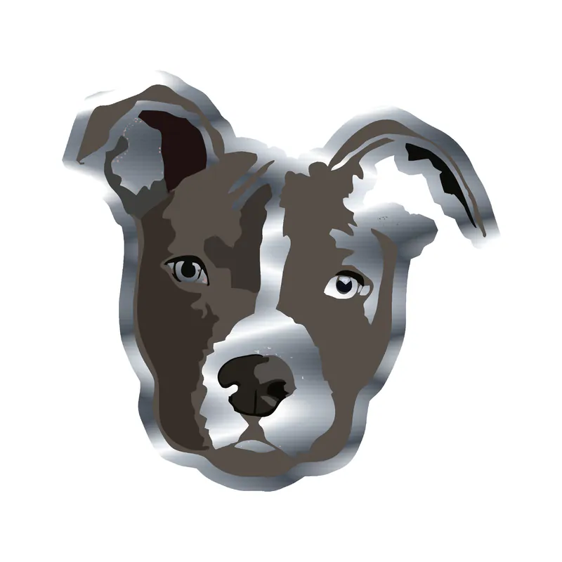 Pitbull - Silver Chrome Vinyl Sticker - Custom Size