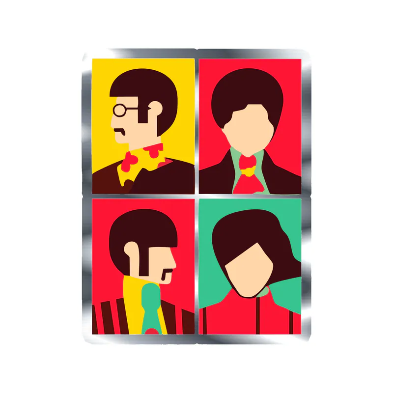 The Beatles Silver Chrome Vinyl Decal - Custom Size