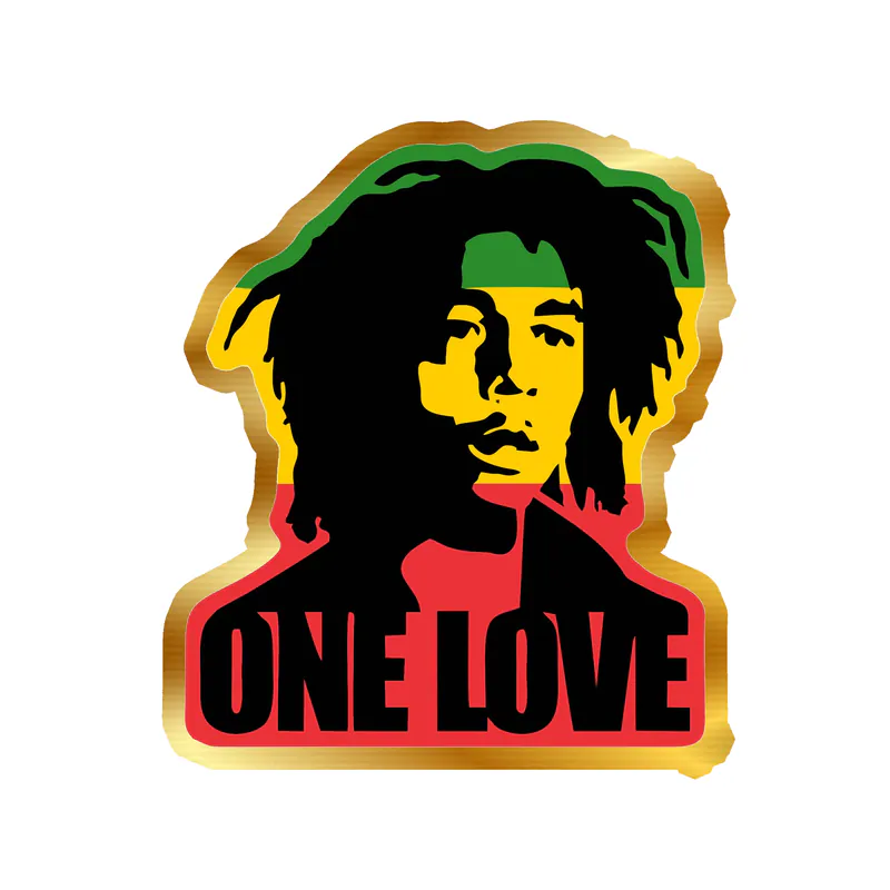 Bob Marley Gold Chrome Vinyl Decal - Custom Size