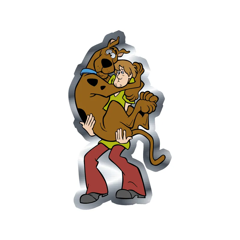 Scooby Doo- Scooby and Shaggy - Silver Chrome Vinyl Sticker - Custom Size