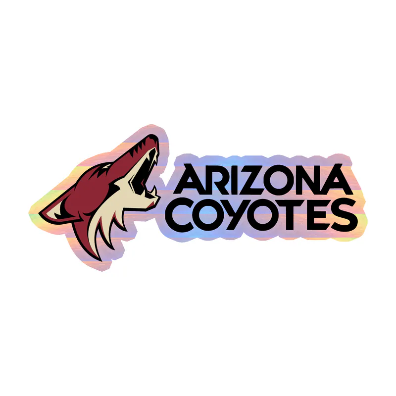 Arizona Coyotes - Coyote Head With Name - Holographic Vinyl Sticker - Custom Size
