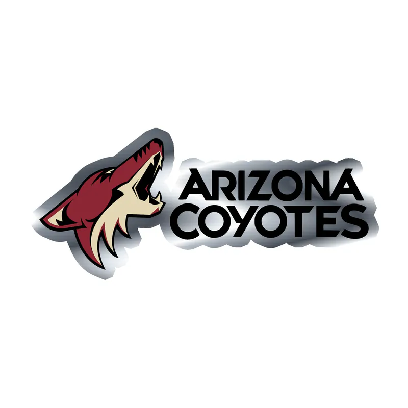 Arizona Coyotes - Coyote Head With Name - Silver Chrome Vinyl Sticker - Custom Size