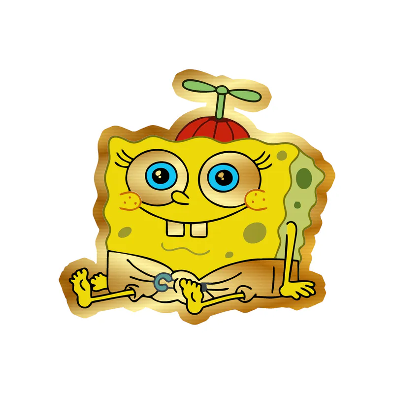 Baby Spongebob - Gold Chrome Vinyl Decal - Custom Size