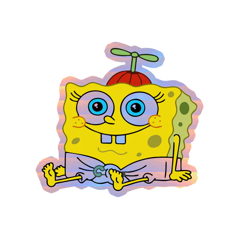 Baby Spongebob - Holographic Vinyl Decal - Custom Size