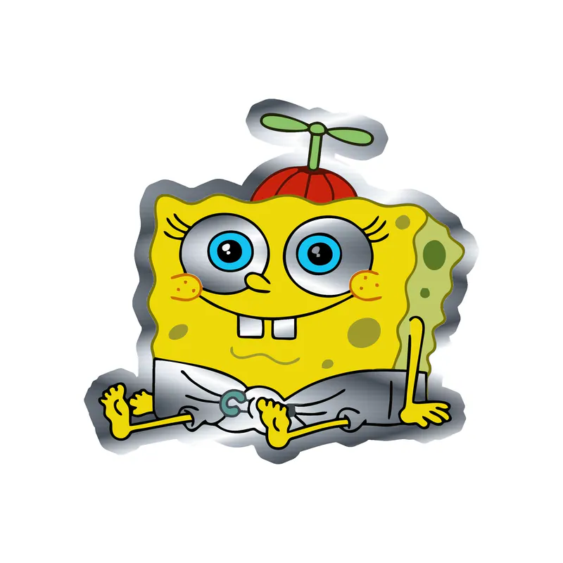 Baby Spongebob - Silver Chrome Vinyl Decal - Custom Size