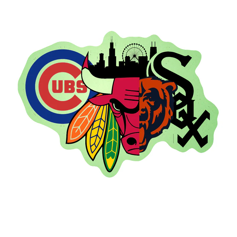 Chicago Sports Teams Mashup - Image 3 - Glow in the Dark Vinyl Sticker - Custom Size