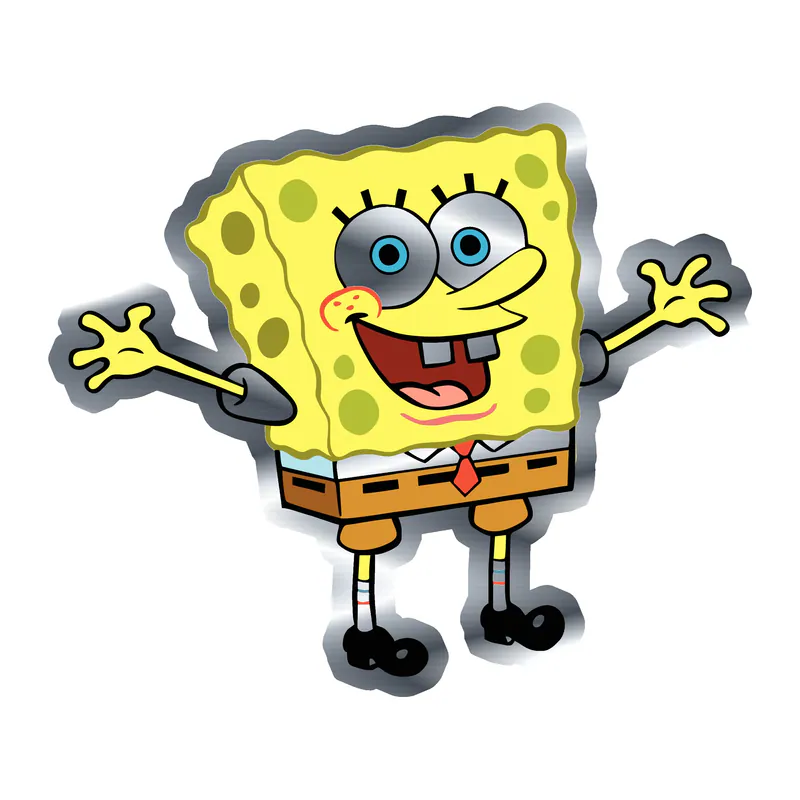 Spongebob - Silver Chrome Vinyl Decal - Custom Size