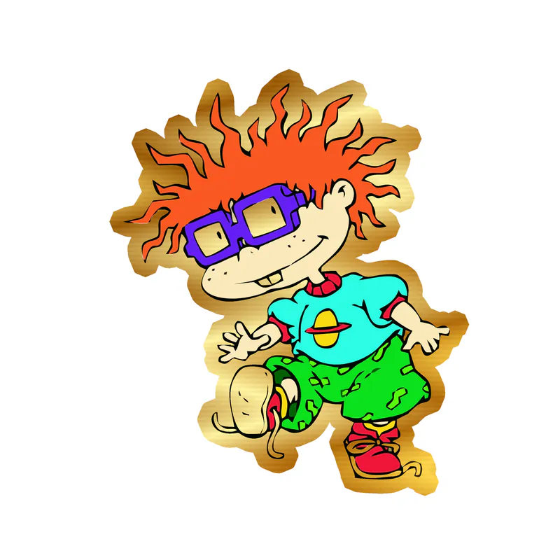Rugrats - Chuckie - Gold Chrome Vinyl Sticker - Custom Size