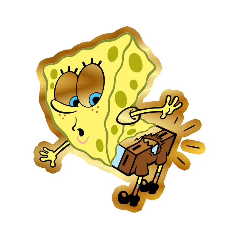 Spongebob - Gold Chrome Vinyl Decal - Custom Size